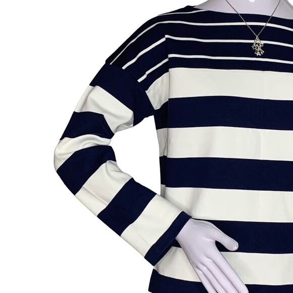 J Crew Top Horizontal Stripes Blue/Cream Pullover Size XS Long Sleeve - Picture 3 of 9